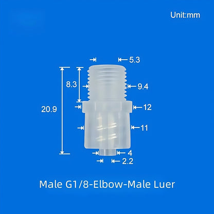 Male / Female Luer Lock-to-Male G1/8 Threaded Elbow L Tube Connectors