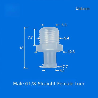 Luer Lock to G1/8 Threaded Elbow Tube Connector - Male/Female PP