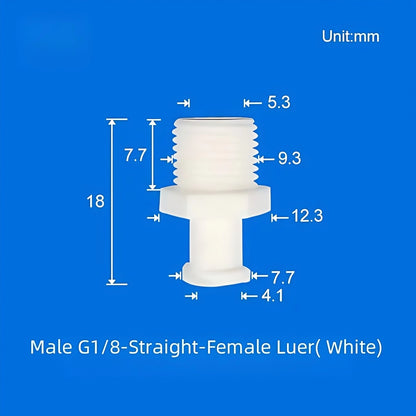 Luer Lock to G1/8 Threaded Elbow Tube Connector - Male/Female PP