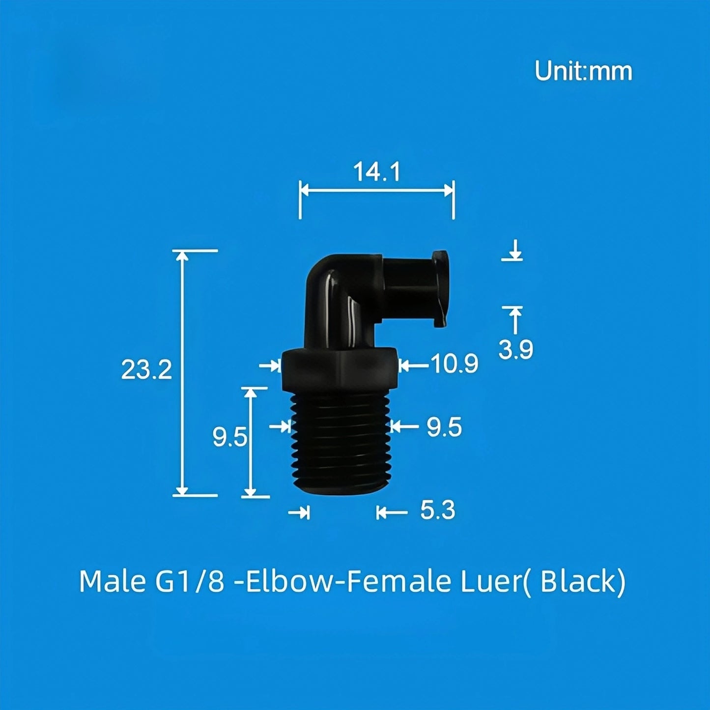 Luer Lock to G1/8 Threaded Elbow Tube Connector - Male/Female PP