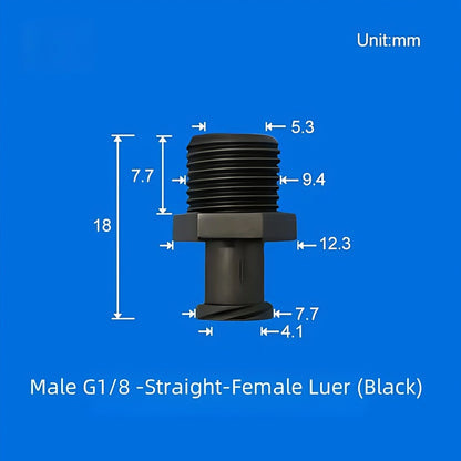 Luer Lock to G1/8 Threaded Elbow Tube Connector - Male/Female PP