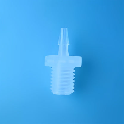 Translucent PP polypropylene male thread barb fitting, food grade plastic tube connector with hexagonal flange, leak-resistant hose barb adapter
