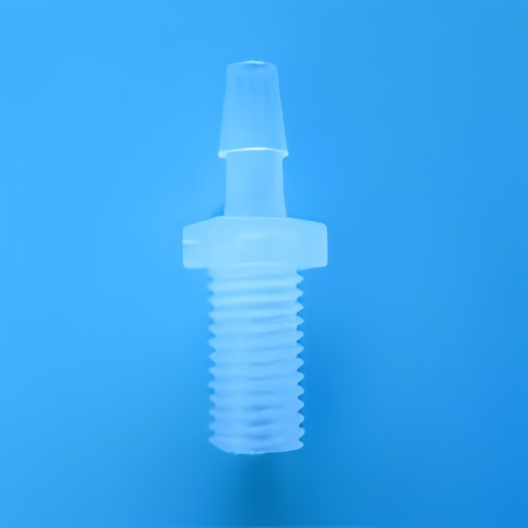 PP food grade male thread to barb tube fitting, translucent polypropylene hose connector, M5-M14 threaded barbed fitting for flexible tu
