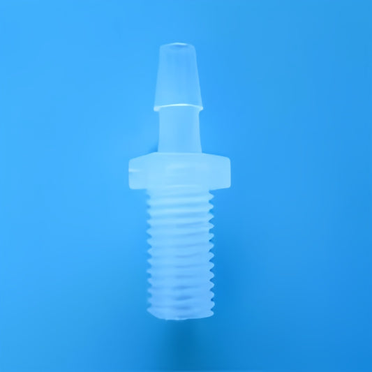 PP food grade male thread to barb tube fitting, translucent polypropylene hose connector, M5-M14 threaded barbed fitting for flexible tu
