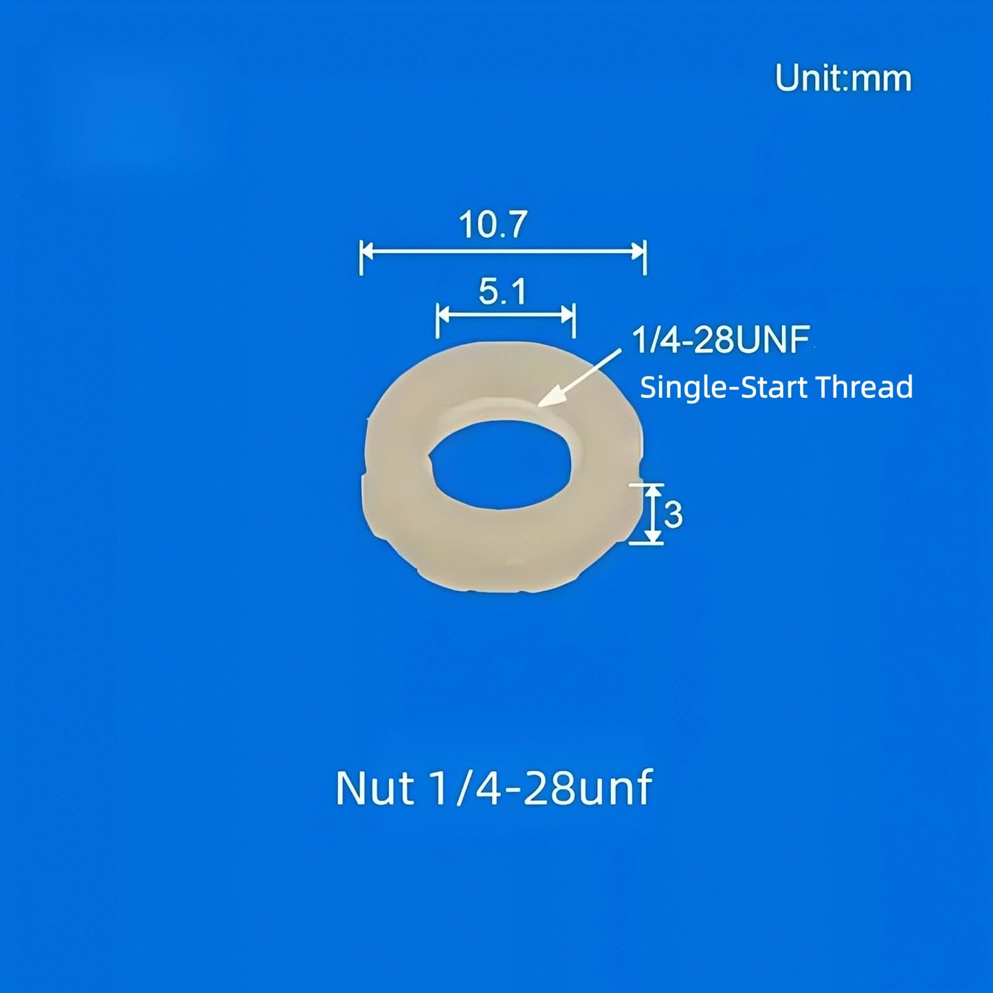 1/4-28UNF PP Hex Nut for Barbed Bulkhead Fitting Panel Mount Locking Nut
