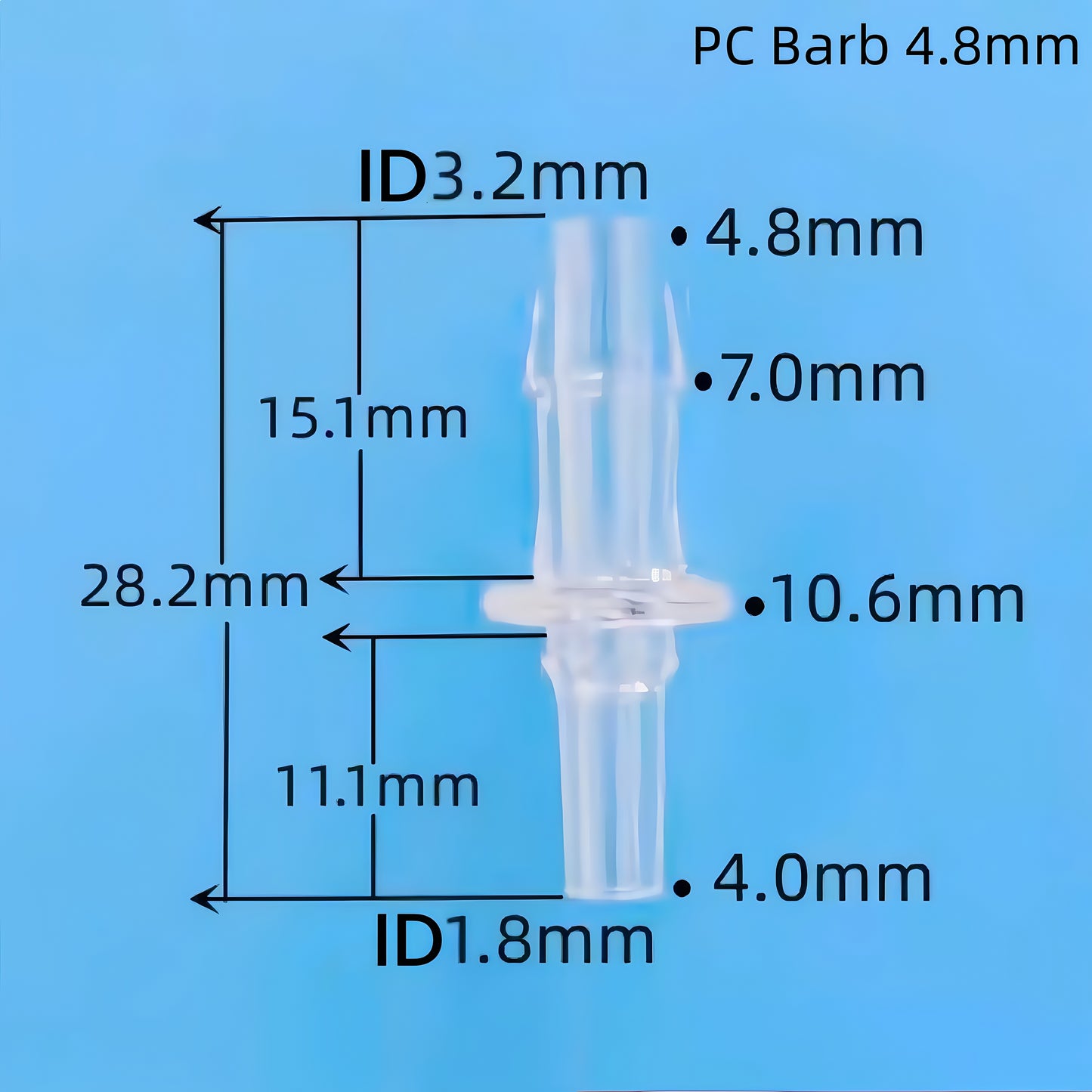 Polycarbonate Male Luer Slip to Barb Connector – Secure Tubing Connector for Lab, Food, and Aquarium Applications