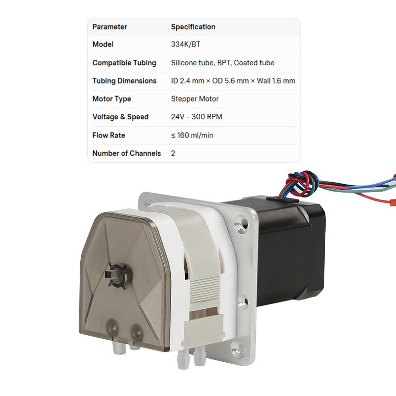 334K Peristaltic Pump - 0.3~210 ml/min, Multi-Channel, Low Pulsation, High Accuracy