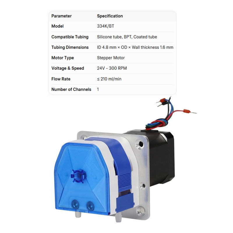 334K Peristaltic Pump - 0.3~210 ml/min, Multi-Channel, Low Pulsation, High Accuracy