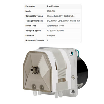 334K Peristaltic Pump - 0.3~210 ml/min, Multi-Channel, Low Pulsation, High Accuracy