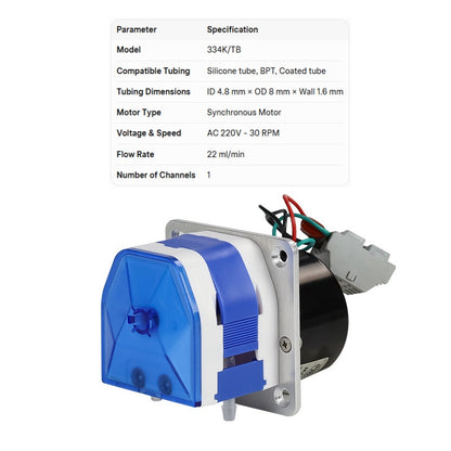 334K Peristaltic Pump - 0.3~210 ml/min, Multi-Channel, Low Pulsation, High Accuracy