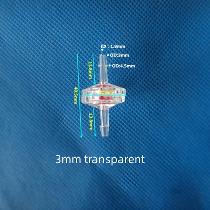3mm Transparent Plastic One-Way Check Valve Clear Body Tube Fitting Non-Return Valve

