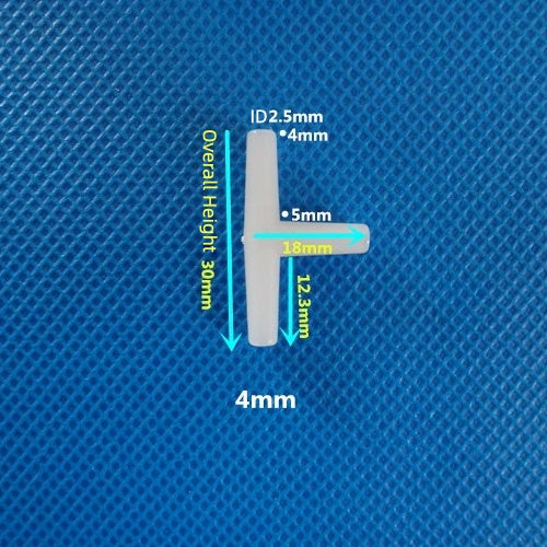 Plastic T-Shape 3-Way Barb Tee Connector Equal Diameter Hose Fitting with Dimension Diagram
