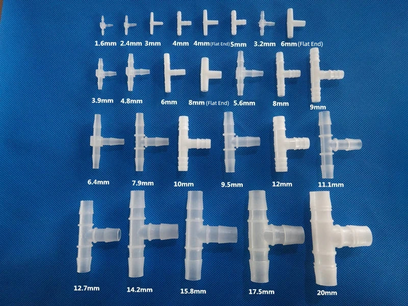 Transparent Plastic T-Type 3-Way Barb Tee Connector for Flexible Hose Tube - Polypropylene Fitting
