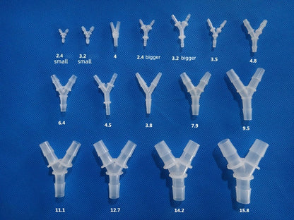 Plastic Y Barbed Fittings Three Way Tube Connectors 1/16 To 1/2 Food Grade