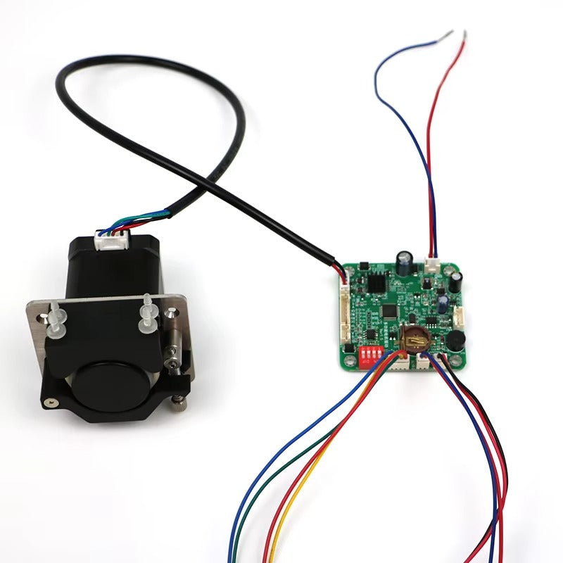 ST005 stepper motor driver controller connected to 42mm stepper motor complete wiring setup for peristaltic pump automation
