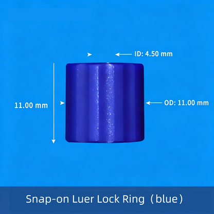 Snap-on Luer Lock Ring Blue – Food Grade PP Luer Lock Connector, 120°C Heat Resistant, Leak Proof
