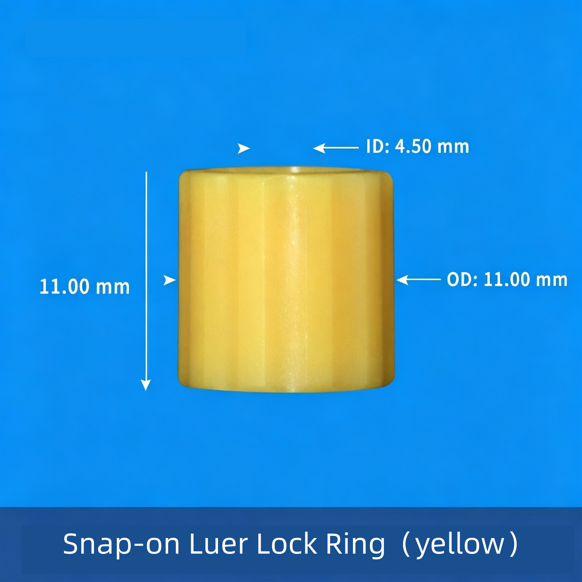 Snap-on Luer Lock Ring Yellow – Food Grade PP Luer Lock Connector, 120°C Heat Resistant, Leak Proof
