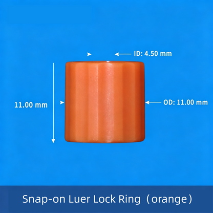 Snap-on Luer Lock Ring Orange – Food Grade PP Luer Lock Connector, 120°C Heat Resistant, Leak Proof
