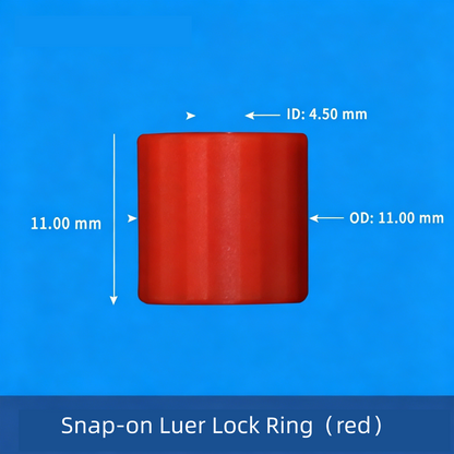 Snap-on Luer Lock Ring Red – Food Grade PP Luer Lock Connector, 120°C Heat Resistant, Leak Proof
