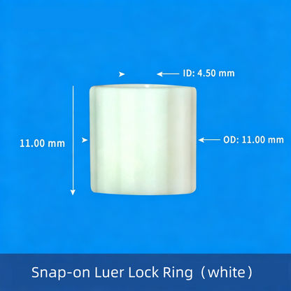 Snap-on Luer Lock Ring White – Food Grade PP Luer Lock Connector, 120°C Heat Resistant, Leak Proof
