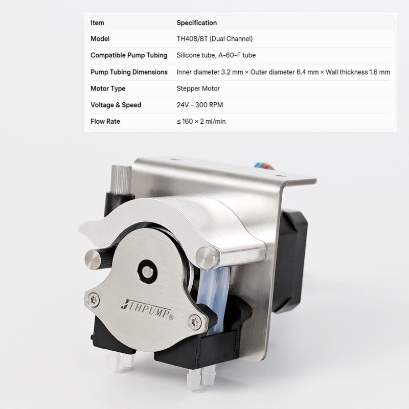 TH408 Peristaltic Dosing Pump | Easy-Load Spring | 24V Stepper Motor | Self-Priming