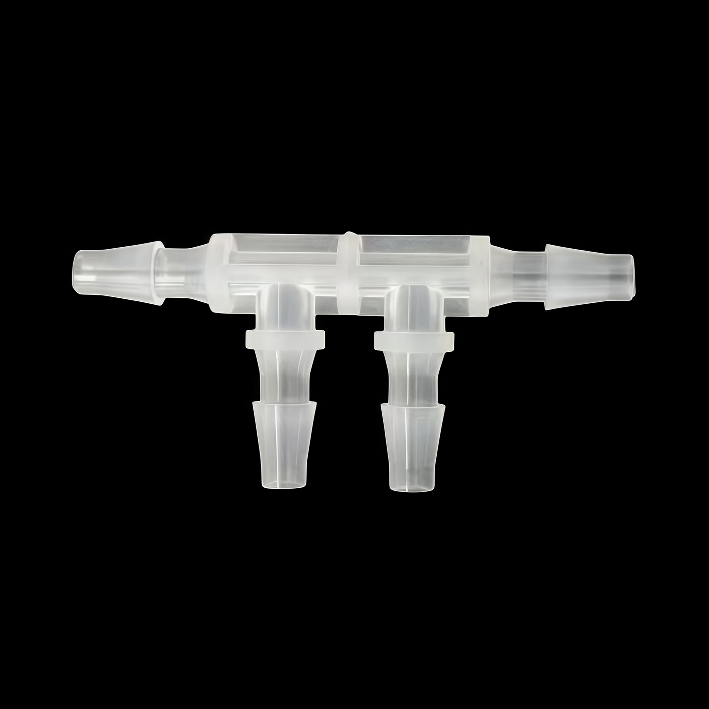 TT Shaped Double Branch Tee Plastic Hose Barb 4-Way Tubing Fitting - Multi-Size Connector for Fluid Systems
