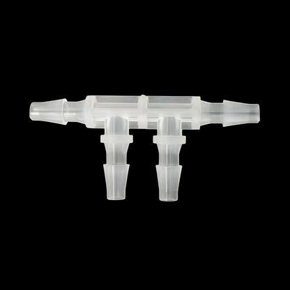 TT Shaped Double Branch Tee Plastic Hose Barb 4-Way Tubing Fitting - Multi-Size Connector for Fluid Systems
