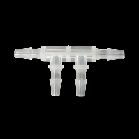 TT Shaped Double Branch Tee Plastic Hose Barb 4-Way Tubing Fitting - Multi-Size Connector for Fluid Systems
