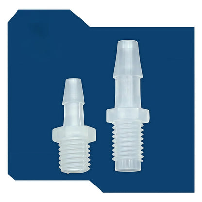 100 pk Thead Barb Adatper with Male Thread UNF 1/4-28 OR M8 M10 Options, Plastic PP