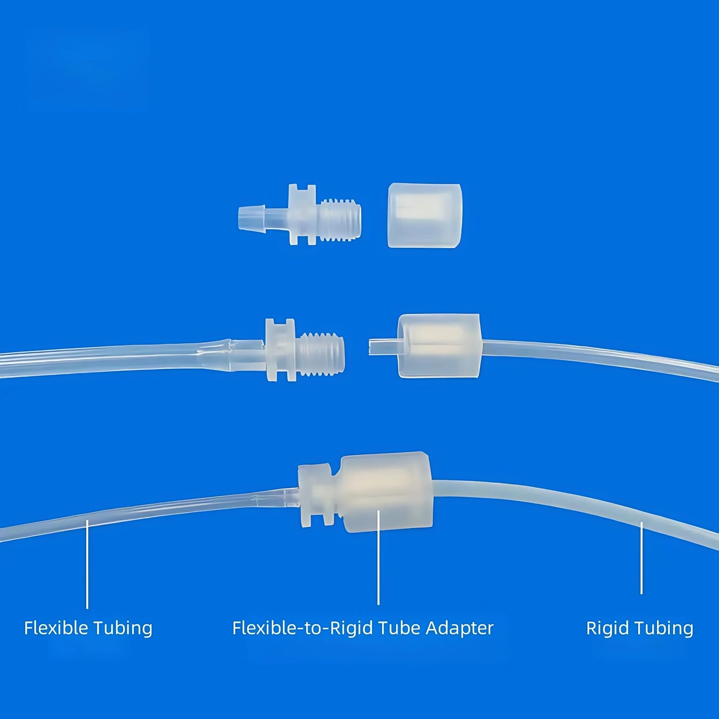 Threaded x Barb PP Adapter 1/16-5/32 - PTFE Rigid Tubing Connectors OD 2.5-3.2mm