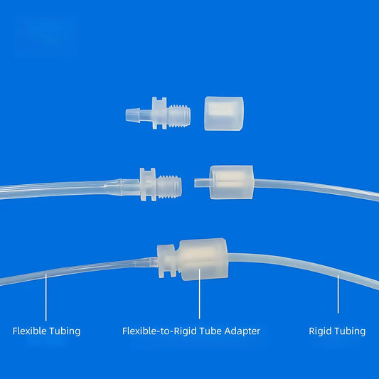 Threaded x Barb PP Adapter 1/16-5/32 - PTFE Rigid Tubing Connectors OD 2.5-3.2mm