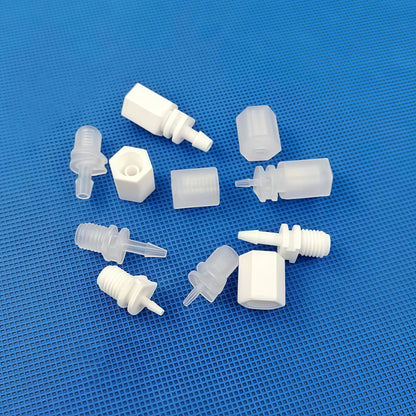 Threaded x Barb PP Adapter 1/16-5/32 - PTFE Rigid Tubing Connectors OD 2.5-3.2mm