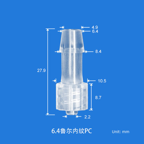 Transparent PC Luer Lock Barbed Hose Connector Fitting for Medical Laboratory Use
