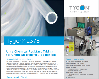 Tygon 2375 Chemical Transfer Tubing - Anti-Corrosion Hose for Solvents & Acids (15m)