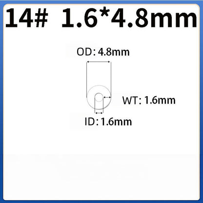 Tygon F-4040-A tubing size diagram for size 14#: 1.6 mm inner diameter, 4.8 mm outer diameter, 1.6 mm wall thickness
