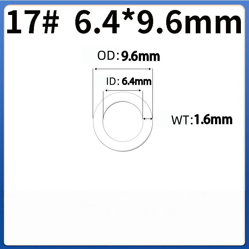 Tygon F-4040-A tubing size diagram for size 17#: 6.4 mm inner diameter, 9.6 mm outer diameter, 1.6 mm wall thickness
