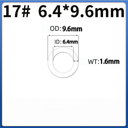 Tygon F-4040-A tubing size diagram for size 17#: 6.4 mm inner diameter, 9.6 mm outer diameter, 1.6 mm wall thickness
