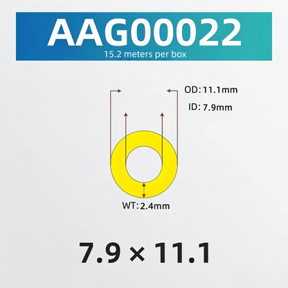 Tygon F-4040-A tubing cross-section diagram for part number AAG00022 with 7.9 mm ID and 11.1 mm OD
