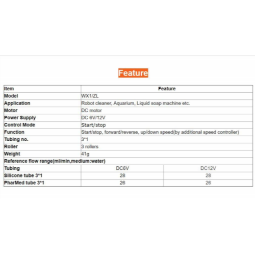 WX1 6V Micro Peristaltic Pump 26ml/min - Robot Cleaner Aquarium