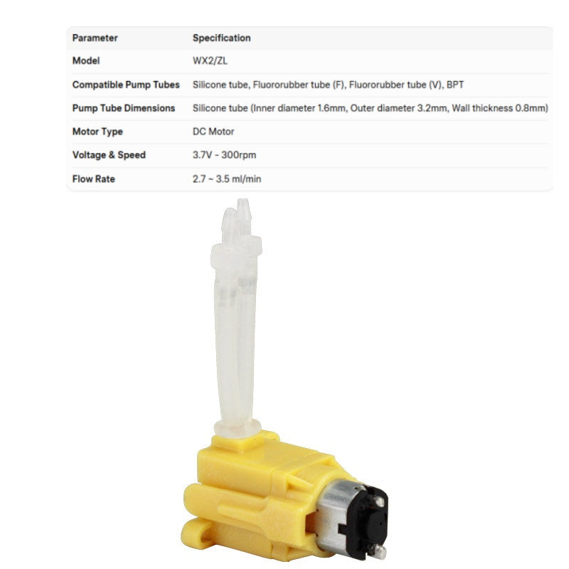 WX2 Micro Peristaltic Pump | ≤3.5 ml/min | Compact 22.5mm | Precision Low-Flow Dosing