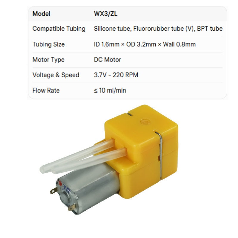 WX3 Micro Peristaltic Pump – DC Precision Metering Pump ≤10ml/min Low Flow Titration
