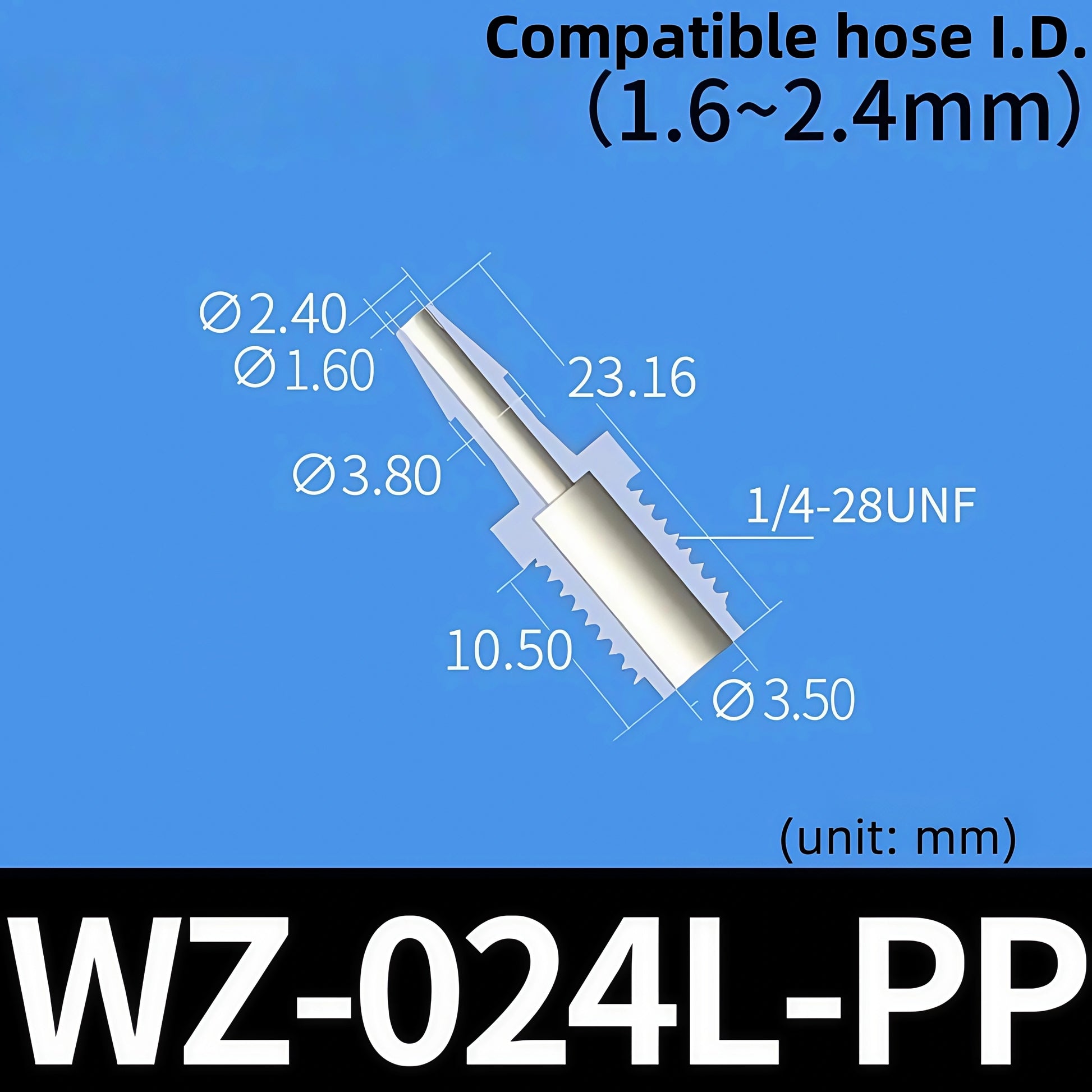 WZ-024L PP Long Shank Male Thread Barb Adapter - 3/16 inch Polypropylene Fitting
