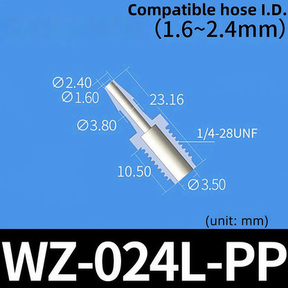 WZ-024L PP Long Shank Male Thread Barb Adapter - 3/16 inch Polypropylene Fitting
