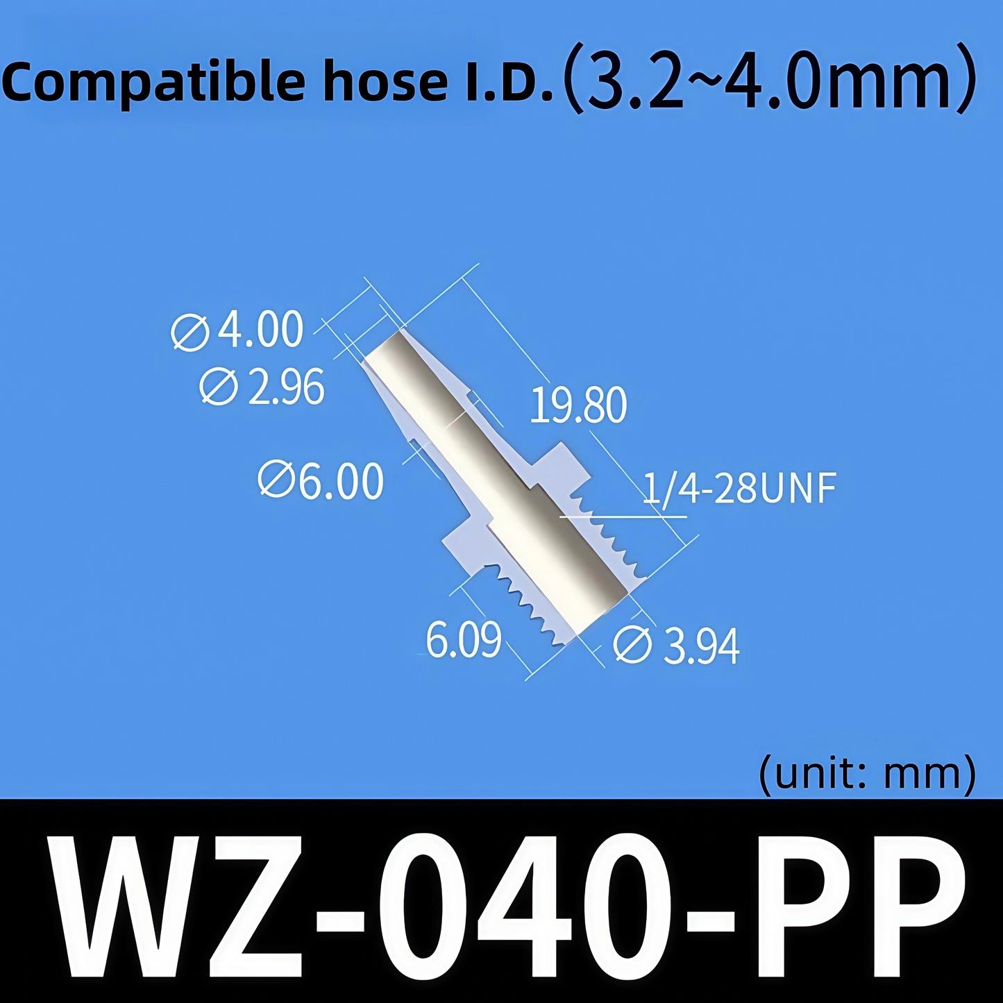WZ-040 PP Male Thread Barb Adapter - 5/16 inch Polypropylene Hose Connector
