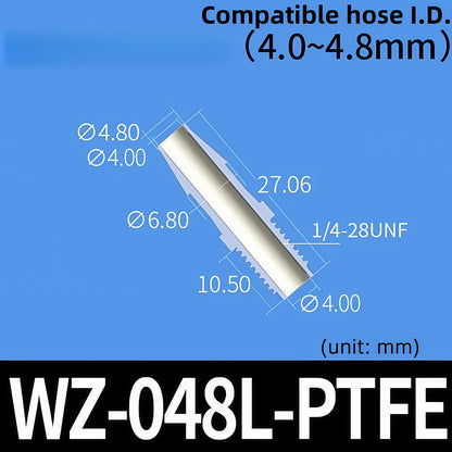 100 pk Thead Barb Adatper with Male Thread UNF 1/4-28 OR M8 M10 Options, Plastic PP