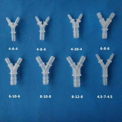 PP Y-type reducing hose fittings in eight connector size options
