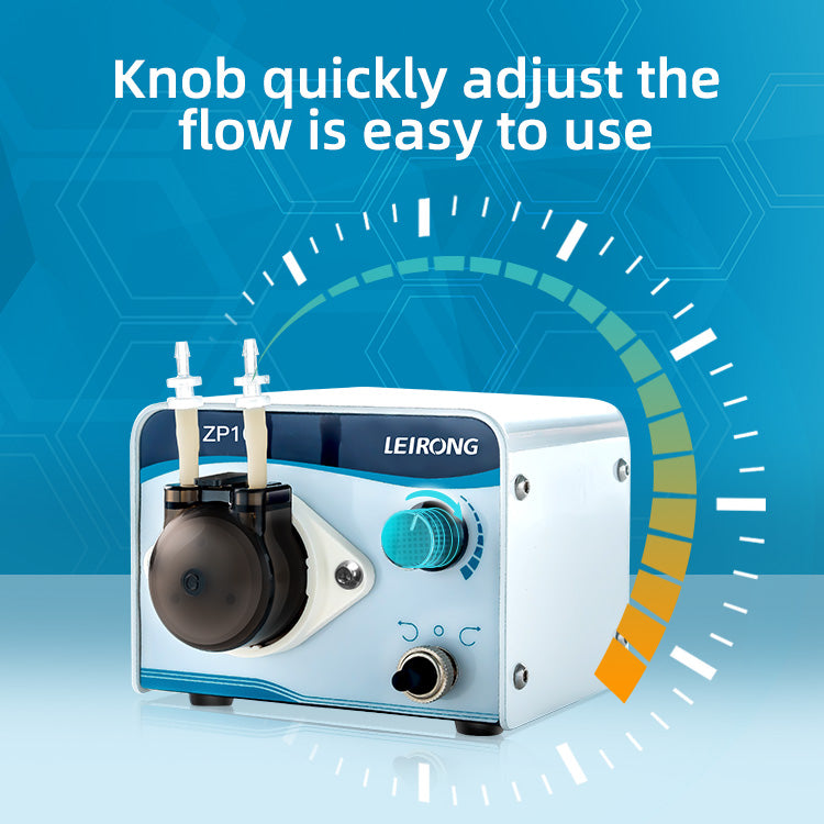 ZP10 mini peristaltic dosing pump with DC motor and speed control knob - 24V laboratory pump
