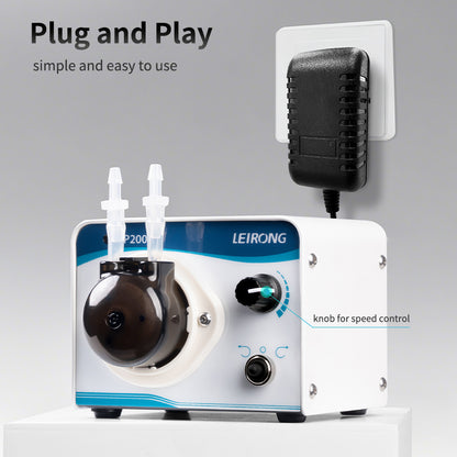 ZP200 24V DC Speed Adjustable Peristaltic Pump Food-Grade Reversible Lab Dosing 35-200mL/min
