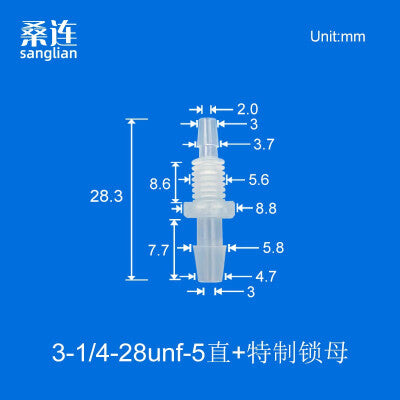 1.6 2.4 3.2 4.0mm -1/4-28unf Reducing Barbed Bulkhead Connectors Panel Mouting Tube Connection