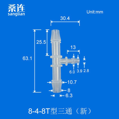 100 pk  8-4-8T Tee Barb Connector Three Way Fittings Reducer Tee